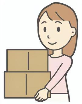 ロングヘア女性-426-バスト ダンボール,女性,女の子,人物,かわいい,荷物,運ぶ,段ボール箱,段ボール,引越のイラスト素材