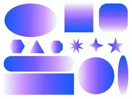 青のグラデーションフレームセット-17 フレーム,吹き出し,見出し,タイトル,円,楕円形,四角形,長方形,正方形,三角形のイラスト素材