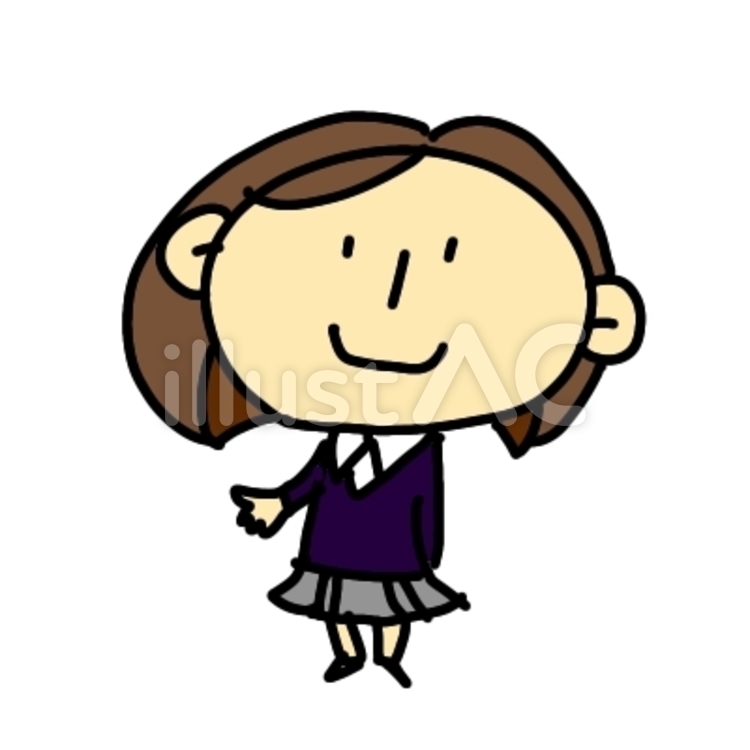 女子学生のシンプルイラスト 女子,シンプル,可愛いのイラスト素材