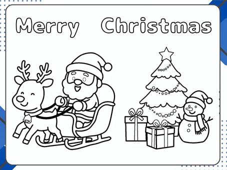 クリスマス　ぬりえ　０２ ぬりえ,かわいい,クリスマス,サンタクロース,トナカイ,趣味のイラスト素材