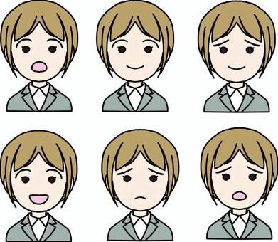 Women with various facial expressions in suits, JPG, PNG and EPS Women with various facial expressions in suits, female, employee, business, JPG, PNG and EPS