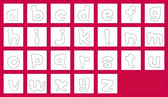 筆丸文字/乱れ細線/英字・小文字 文字,筆文字,アルファベット,小文字,乱れ線,細線,手書き風,丸文字,欧文,太字のイラスト素材