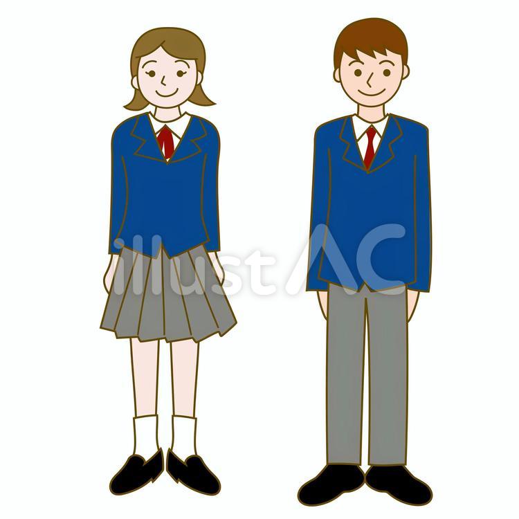 学生　男女　全身-2 中学生,高校生,制服のイラスト素材