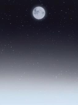 月空のほとり【9】雪見の宴 満月,冬,雪,空,夜,幻想,神秘的,和風,静寂,背景素材のイラスト素材