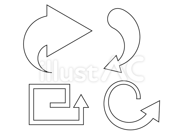 矢印_回転 矢印,回転,線画のイラスト素材