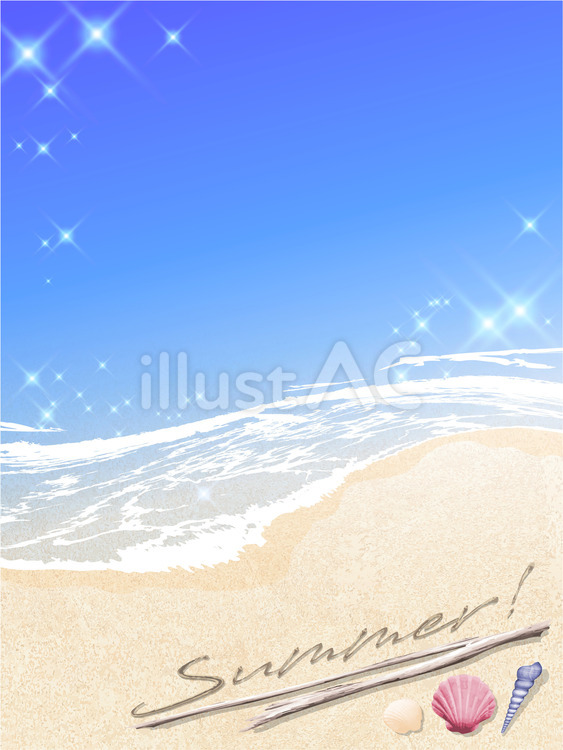 夏のビーチ　サマー！の砂文字　su188 海,夏,キラキラのイラスト素材