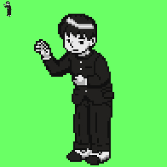 腹痛中学生のドット絵 ドット絵,レトロ,ゲーム,ピクセルアート,腹痛,病気,中学生,男子,人間のイラスト素材