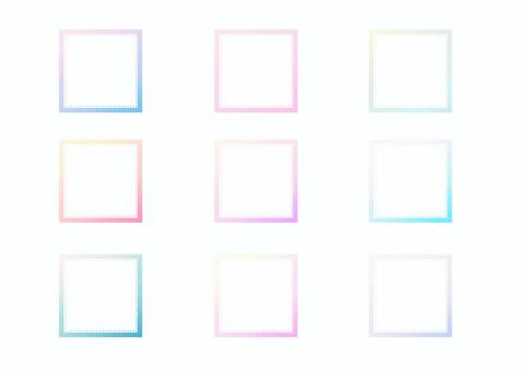 ゆめかわグラデ(四角枠2) フレーム,四角,正方形,グラデーション,ゆめかわ,四角枠,ネオン,ガーリー,ファンシー,ドリーミーのイラスト素材