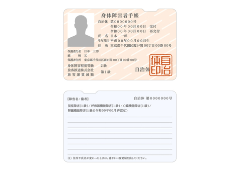 身体障害者手帳(カード型) vol4 障害,身体障害,身体障害者手帳,障害者手帳,カード,障害者福祉,身体障害者福祉法,申請,診断書,等級のイラスト素材