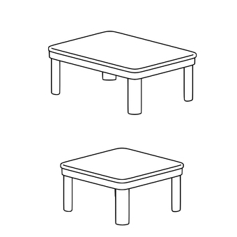 Illustration, a kotatsu, table, low table, 