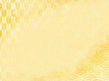 金色の明るい和風背景（和柄・高級感・光） 和柄,金色,明るい,光,和紙風,背景,矢絣,青海波,和風,お正月のイラスト素材