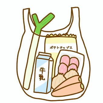 買い物袋 買い物,ショッピング,買い物袋,袋,ビニール袋,スーパー,ねぎ,牛乳,野菜,肉のイラスト素材