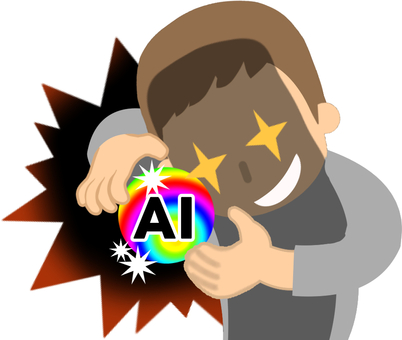 AIの力でなんでもできそうな気になる男性 パワー,力,ai,人工知能,生成,技術,能力,掌握,手に入れる,たくらむのイラスト素材