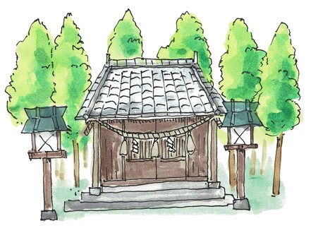 神社0001 神社,小さな,社,神様,おみや,社殿,鎮守の杜のイラスト素材