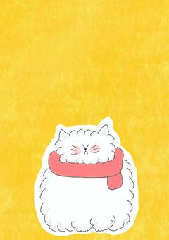 冬のねこちゃん 冬のねこちゃん 冬,マフラー,寒い,温かい,防寒,ねこ,どうぶつ,いきもの,ペット,ふわふわのイラスト素材