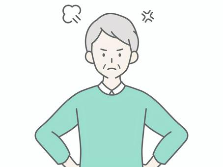 イライラして怒るシニア男性 人物,男,祖父,おじいちゃん,老人,高齢者,お年寄り,シニア,白髪,怒るのイラスト素材