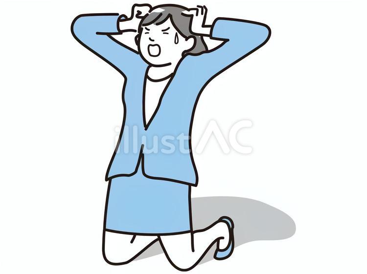 頭を抱える女性 絶望,ショック,ビジネスのイラスト素材