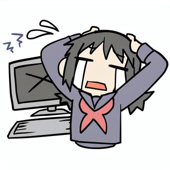 パソコンがエラーで泣く学生少女 パソコンがエラーで泣く学生少女 学生,パソコン,エラーのイラスト素材
