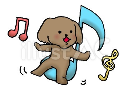 音符に乗る犬