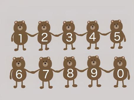 くま　数字 くま,数字,1,2,3,4,5,6,7,8のイラスト素材