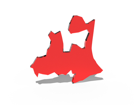 日本_青森県単独 青森県,日本,地図,都道府県,立体,強調,県,国土,赤,マップのイラスト素材