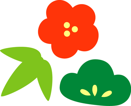 松竹梅のイラスト 松,竹,梅,縁起物,吉祥,めでたい,かわいい,和み系,シンプル,ポップのイラスト素材