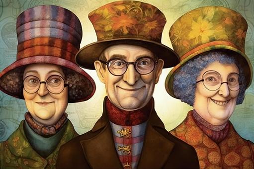 Illustration, senior citizens, a smile, male, 