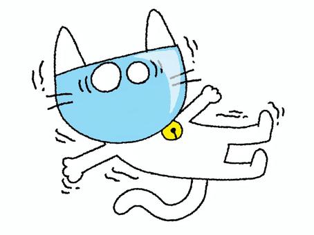 ダメージを受けるAIロボット猫 猫,ai,ロボット,ダメージ,リアクション,pop調,手描き,挿絵,ワンポイント,素材のイラスト素材