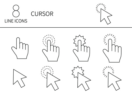 Cursor icon set, cursor, click, pointer, JPG and PNG