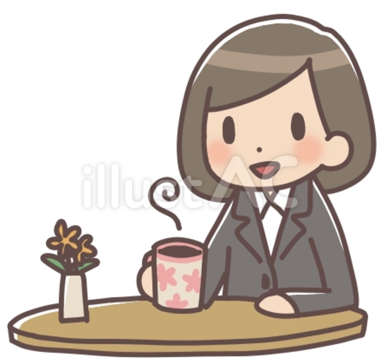 コーヒーブレイク中の女性 ビジネス,仕事,休憩のイラスト素材