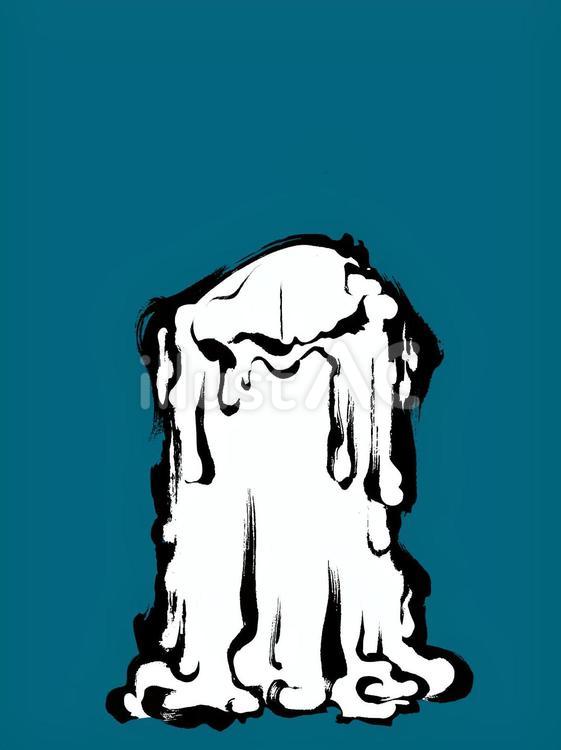 筆絵のホラーな火無しのろうそく　モノクロ ろうそく,ホラー,筆絵のイラスト素材