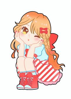 赤担当ギャル 赤担当,推し活,ギャル,オタク,アイドルのイラスト素材