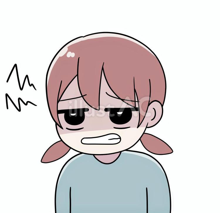 歯ぎしりをして睨む女性 イライラ,ストレス,歯ぎしりのイラスト素材