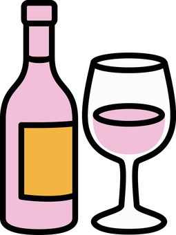 ピンクの色のシャンパンです。 シャンパン,グラス,シンプル,酒器,ガラス,コップ,飲み物,発泡,炭酸,アルコールのイラスト素材
