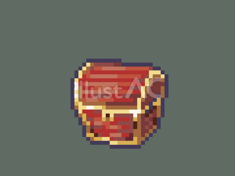 ドット絵宝箱　02 木箱,宝箱,トレジャーのイラスト素材