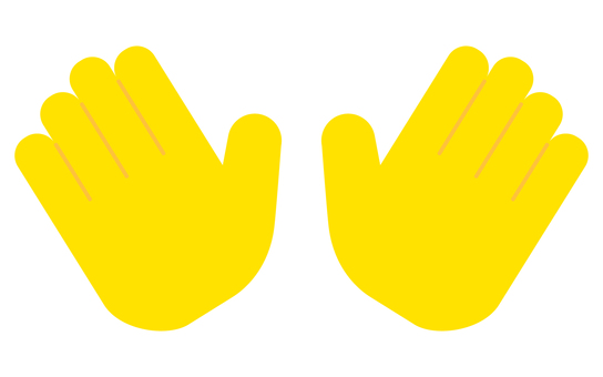 黄色い手（ぱあ） 手,アイコン,黄色,掌,パー,おどける,両手のイラスト素材
