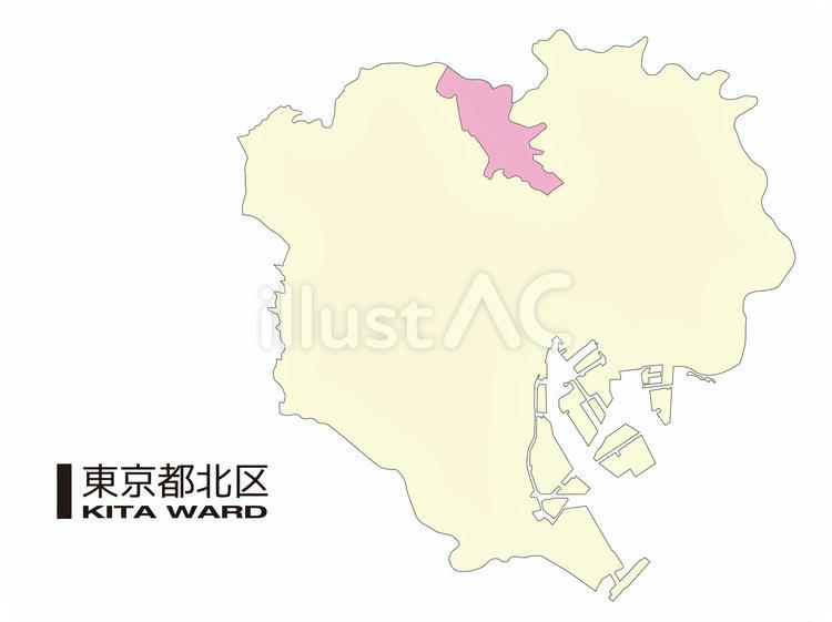 東京都北区の位置地図区境無し_03 北区,東京都,23区のイラスト素材