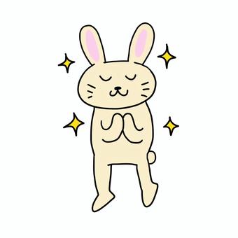 合掌 お祈りするうさぎ 合掌 お祈りするうさぎ うさぎ,動物,キャラ,ポップ,かわいい,合掌,全身,キラキラ,輝く,光のイラスト素材