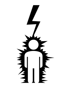 感電する人 感電,人,電気,落雷,雷,ビリビリ,電気ショック,危険,事故,シルエットのイラスト素材