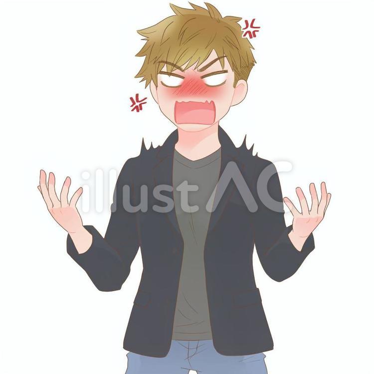 男性　ジャケット　怒る　タイプ3 男性,人物,怒るのイラスト素材