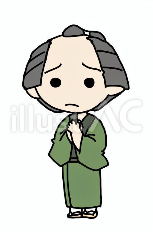 不安な町民 不安,全身,町民のイラスト素材