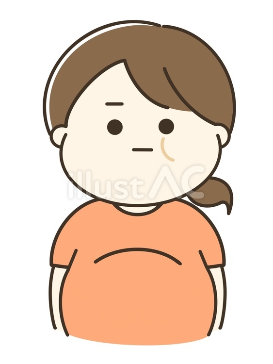 無の表情の太った女性イラスト 無,表情,困るのイラスト素材