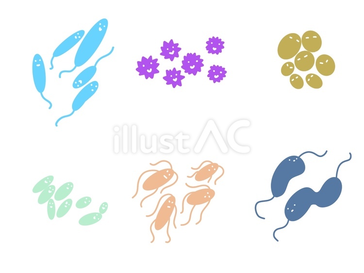 ウイルスと菌のイラストセット ウイルス,菌,食中毒のイラスト素材