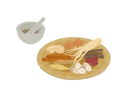 漢方薬  漢方,漢方薬,葛根,クズ,根,植物,薬,生薬,芍薬,薬用のイラスト素材