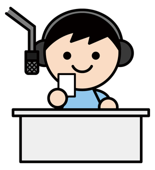 ハガキを読むラジオパーソナリティー ラジオパーソナリティ,ラジオ,パーソナリティー,dj,司会,番組,ハガキ,お便り,マイク,ヘッドフォンのイラスト素材