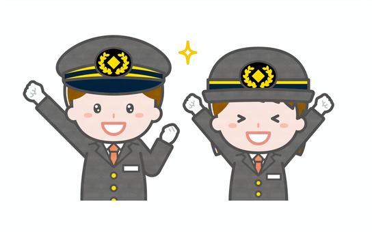 ミニ_2人_警備員の男女03 ミニ_2人_警備員の男女03 男性,女性,大人,職業,仕事,警備員,警備,防犯,監視,保安のイラスト素材