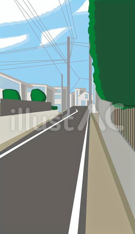住宅地　　 住宅地,民家,電線のイラスト素材