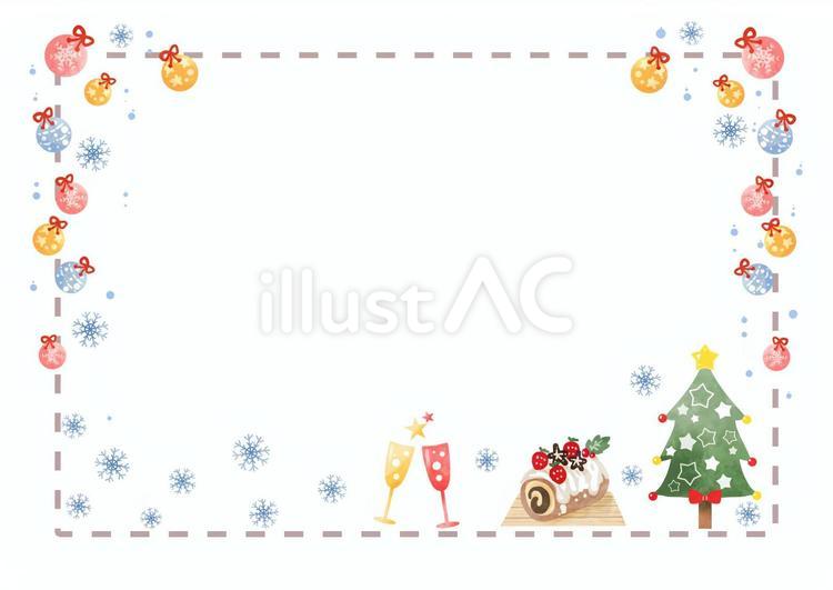 Xmasパーティーフレーム(枠） クリスマス,クリスマスツリー,クリスマスケーキのイラスト素材