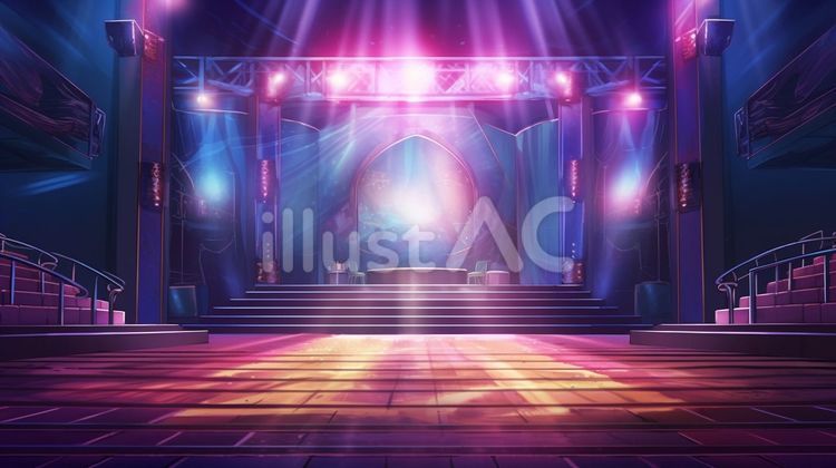 コンサート会場＿紫＿アニメ コンサート,会場,スポットライトのイラスト素材