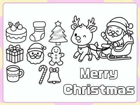 クリスマス 03　ぬりえ ぬりえ,かわいい,クリスマス,サンタクロース,趣味のイラスト素材